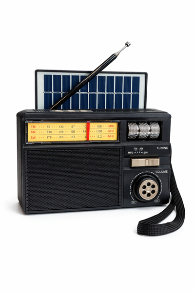 MD-979S Nostaljik Radyo Görünümlü Güneş Enerjili Bluetooth,Hafıza Kartı,Usb Bellek,Aux Ve Radyo Destekli Hoparlör Siyah