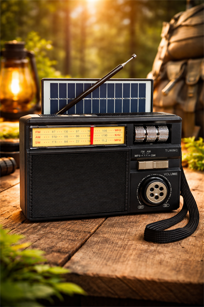 MD-979S Nostaljik Radyo Görünümlü Güneş Enerjili Bluetooth,Hafıza Kartı,Usb Bellek,Aux Ve Radyo Destekli Hoparlör Siyah