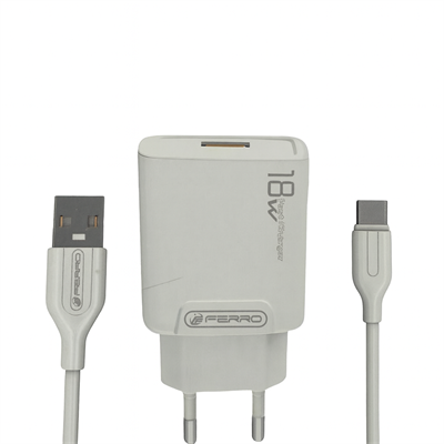 FERRO W18 Qualcom 3.0 Amper Usb Çıkışlı Type-c 18W Şarş Seti