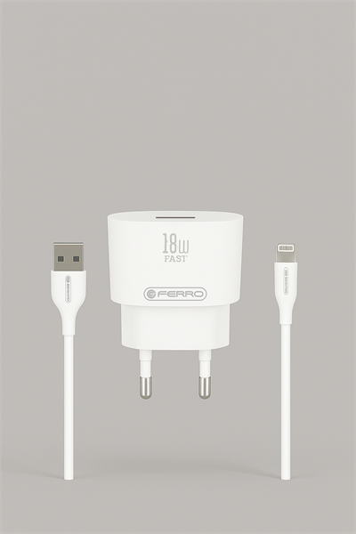 FERRO W22 Qualcom IPhone Uyumlu 18w 3.0 Lightning Hızlı Şarj Seti