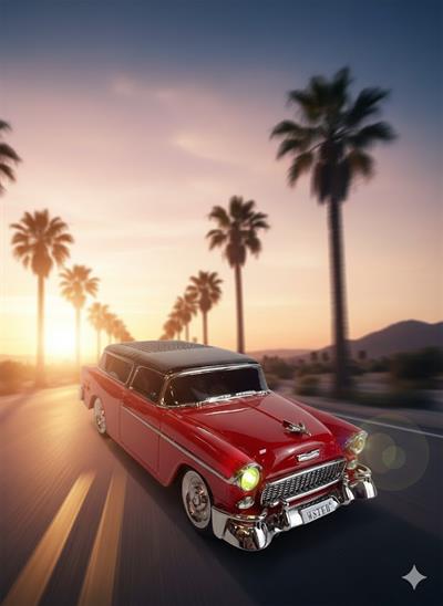 WS-1955 Nostaljik Araba Görünümlü Bluetooth,Hafıza Kartı,Usb Bellek,Aux Ve Radyo Destekli Hoparlör Kırmızı