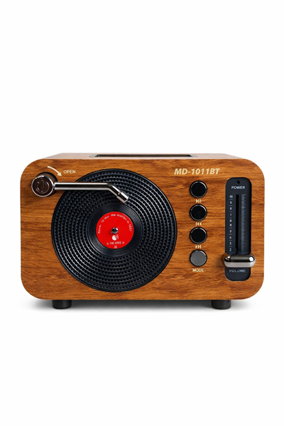 MD-1011BT Nostaljik Radyo Görünümlü Bluetooth,Hafıza Kartı,Usb Bellek,Aux Ve Radyo Destekli Hoparlör Açık Ahşap
