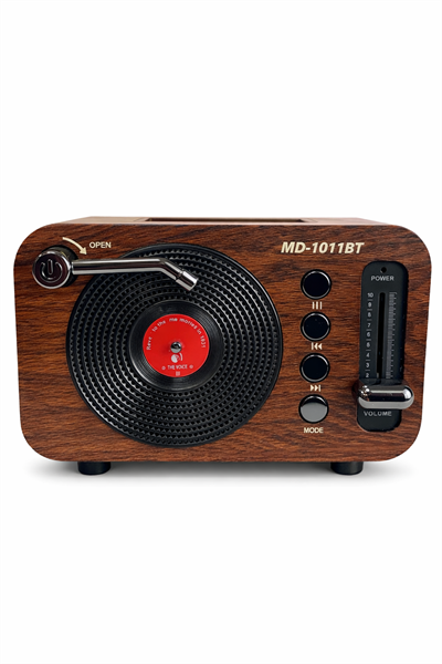 MD-1011BT Nostaljik Radyo Görünümlü Bluetooth,Hafıza Kartı,Usb Bellek,Aux Ve Radyo Destekli Hoparlör Koyu Ahşap