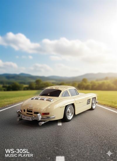 WS-300SL Nostaljik Araba Görünümlü Bluetooth,Hafıza Kartı,Usb Bellek,Aux Ve Radyo Destekli Hoparlör Bej