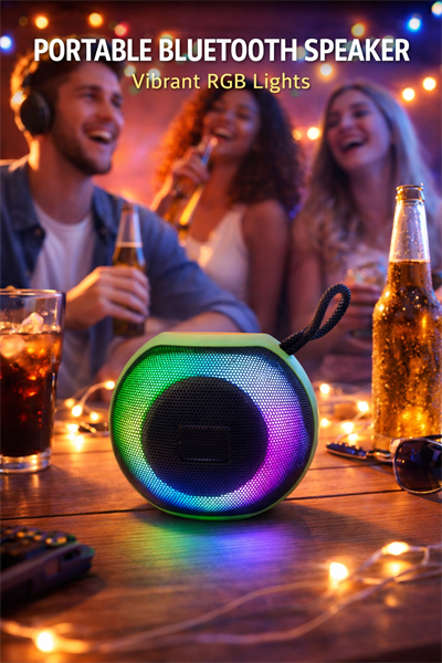 X-811 RGB Işıklı Taşınabilir Bluetooth Hoparlör – Güçlü Ses, USB & AUX Yeşil