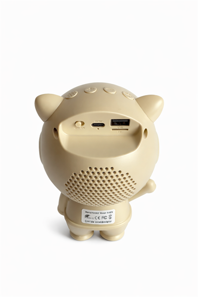 X-878 Astronot Figürlü RGB Işıklı Bluetooth Hoparlör USB & TF Kart Destekli Bej