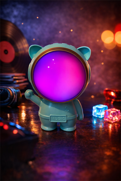 X-878 Astronot Figürlü RGB Işıklı Bluetooth Hoparlör USB & TF Kart Destekli Mavi