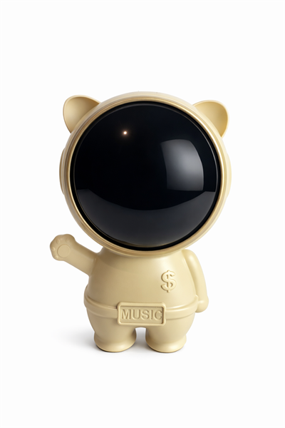 X-878 Astronot Figürlü RGB Işıklı Bluetooth Hoparlör USB & TF Kart Destekli Bej