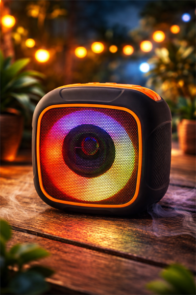 X-933 RGB Işıklı Taşınabilir Bluetooth Hoparlör – Güçlü Ses, USB & AUX Turuncu