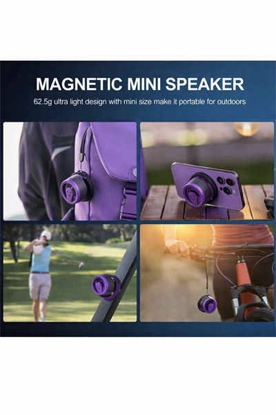 G200 Cepini Mıknatıslı Bluetooth Speaker  iPhone android Telefon standı  5W Mini RGB Mor