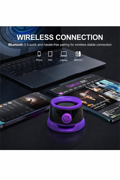 G200 Cepini Mıknatıslı Bluetooth Speaker  iPhone android Telefon standı  5W Mini RGB Mor
