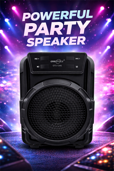 GTS-1346 LED Işıklı Mikrofonlu Bluetooth Hoparlör Siyah