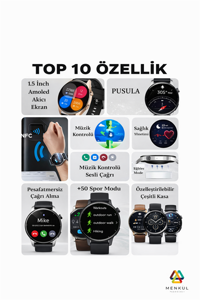 HK4 HERO Akıllı Saat - Nabız Ölçer, Spor Modları, Bildirim, Uzun Batarya