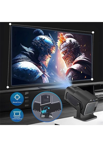 HY320 Mini Android Akıllı Projeksiyon Cihazı 4K Destekli WiFi Bluetooth Taşınabilir Projektör