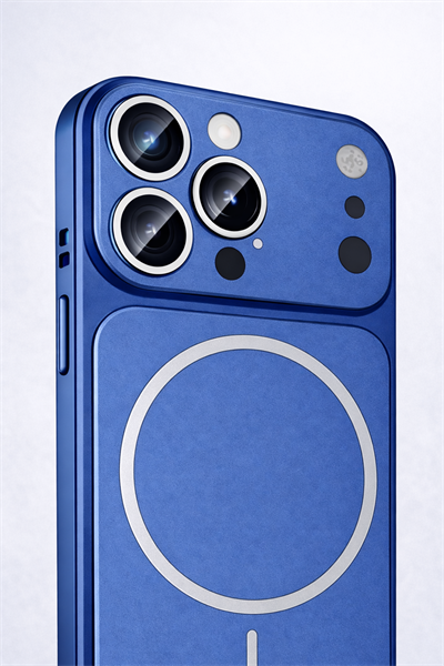 İPhone 13 Pro Uyumlu İPhone 17 Pro Görünümlü Magsafeli Kamera Kamera Lensli Kılıf Mavi