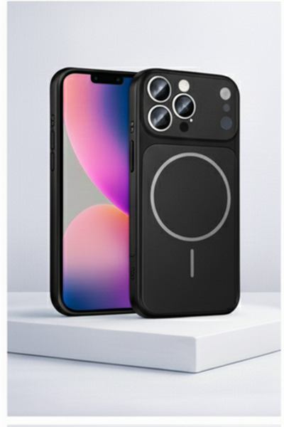 İPhone 13 Pro Uyumlu İPhone 17 Pro Görünümlü Magsafeli Kamera Kamera Lensli Kılıf Siyah