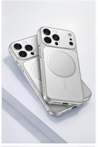 İPhone 13 Pro Uyumlu İPhone 17 Pro Görünümlü Magsafeli Kamera Kamera Lensli Kılıf Silver