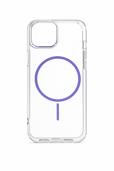 İPhone 13-14 Uyumlu Magsafei Renkli Sert Mika Sararmaz Kılıf Mor