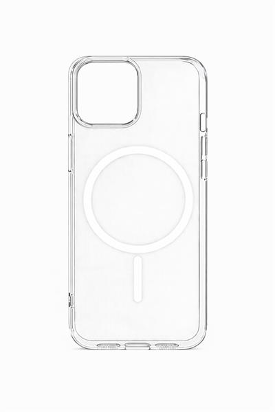 İPhone 13-14 Uyumlu Magsafei Renkli Sert Mika Sararmaz Kılıf Beyaz