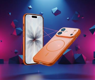 İPhone 16 Uyumlu İPhone 17 Görünümlü Magsafeli Kamera Kamera Lensli Kılıf Turuncu