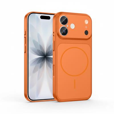 İPhone 16 Uyumlu İPhone 17 Görünümlü Magsafeli Kamera Kamera Lensli Kılıf Turuncu