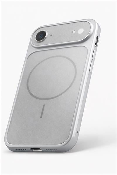 İPhone 17 Air Uyumlu İPhone 17 Pro Max Görünümlü Magsafeli Kamera Kamera Lensli Kılıf Silver