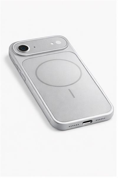İPhone 17 Air Uyumlu İPhone 17 Pro Max Görünümlü Magsafeli Kamera Kamera Lensli Kılıf Silver