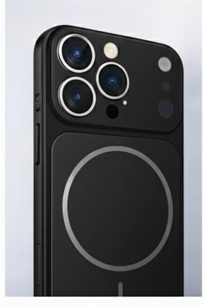 İPhone 17 Pro Max Uyumlu İPhone 17 Pro Max Görünümlü Magsafeli Kamera Kamera Lensli Kılıf Siyah
