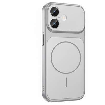 İPhone 17 Uyumlu İPhone 17 Pro Görünümlü Magsafeli Kamera Kamera Lensli Kılıf Silver