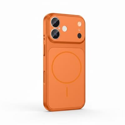 İPhone 17 Uyumlu İPhone 17 Pro Görünümlü Magsafeli Kamera Kamera Lensli Kılıf Turuncu