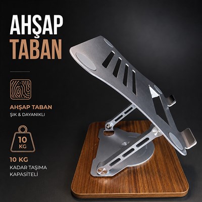 Katlanabilir Alüminyum Laptop Yükseltici Stand – 10KG Taşıma, 360° Rotasyon, Soğutmalı Masaüstü Tutucu