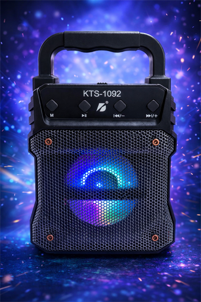 KTS-1092 RGB Işıklı Taşınabilir Bluetooth Hoparlör – Mikrofon Girişli, USB/TF/AUX Destekli Güçlü Ses Sistemi