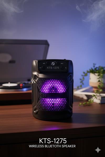 KTS-1276 RGB Işıklı Taşınabilir Bluetooth Hoparlör USB & TF Kart Destekli Güçlü Ses