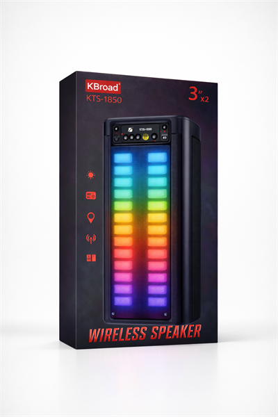 KBroad KTS-1850 Renkli LED Işıklı Wireless Bluetooth Hoparlör