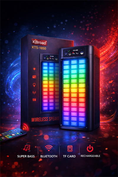 KBroad KTS-1850 Renkli LED Işıklı Wireless Bluetooth Hoparlör