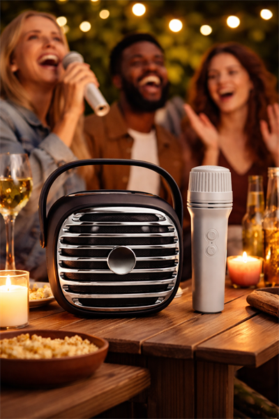 KTS-1943 Taşınabilir Karaoke Hoparlörü | Kablosuz Mikrofonlu | Bluetooth & USB Destekli Siyah