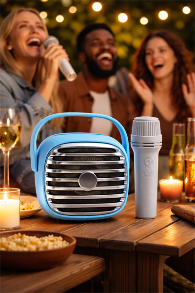 KTS-1943 Taşınabilir Karaoke Hoparlörü | Kablosuz Mikrofonlu | Bluetooth & USB Destekli Mavi