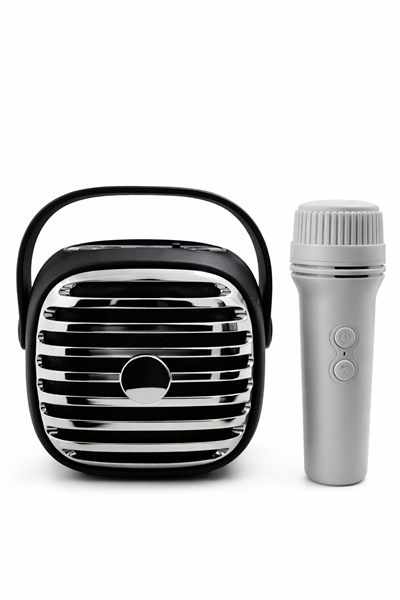 KTS-1943 Taşınabilir Karaoke Hoparlörü | Kablosuz Mikrofonlu | Bluetooth & USB Destekli Siyah