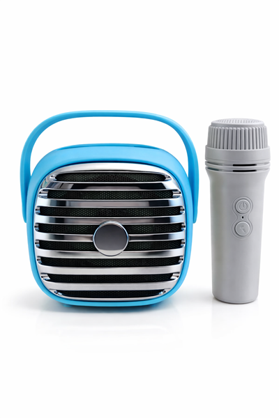 KTS-1943 Taşınabilir Karaoke Hoparlörü | Kablosuz Mikrofonlu | Bluetooth & USB Destekli Mavi