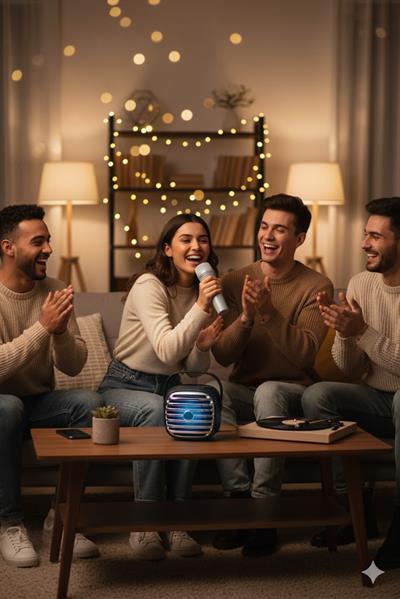KTS-1943 Taşınabilir Karaoke Hoparlörü | Kablosuz Mikrofonlu | Bluetooth & USB Destekli Siyah
