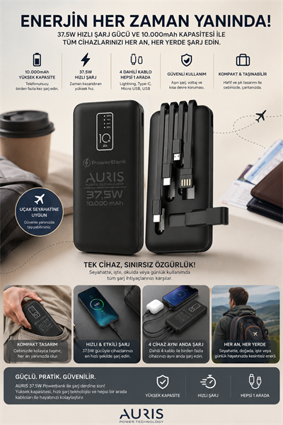 KP-17 10.000mAh Dijital Göstergeli Tüm Telefonlarla Uyumlu Powerbank
