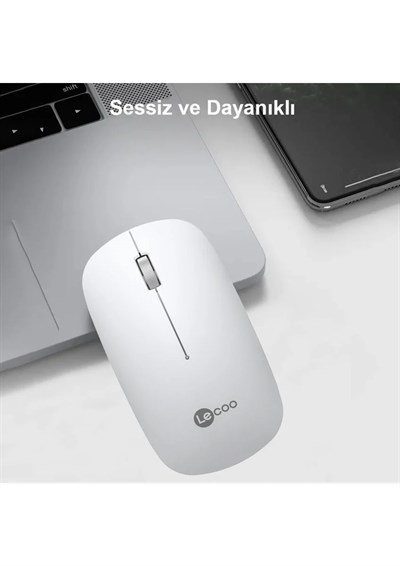 Lenovo Lecoo WS214 Sessiz Ergonomik Kablosuz Mouse – 2.4GHz Optik, USB Alıcılı, Hassas DPI, Ofis & Laptop Uyumlu (BEYAZ)