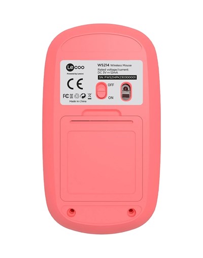 Lenovo Lecoo WS214 Sessiz Ergonomik Kablosuz Mouse – 2.4GHz Optik, USB Alıcılı, Hassas DPI, Ofis & Laptop Uyumlu (Pembe)