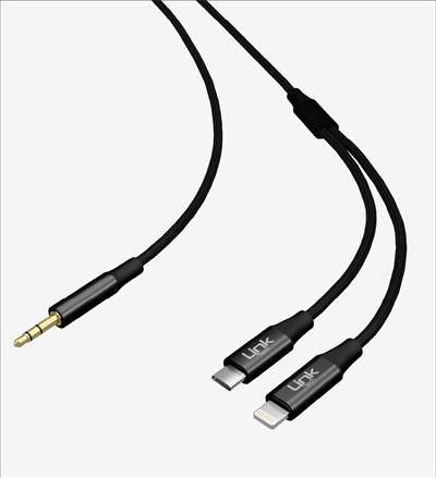 LinkTech A204 2si 1 Arada Ses Kablosu Type-C ve Lightningten 3.5mm Çıkış