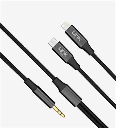 LinkTech A204 2si 1 Arada Ses Kablosu Type-C ve Lightningten 3.5mm Çıkış