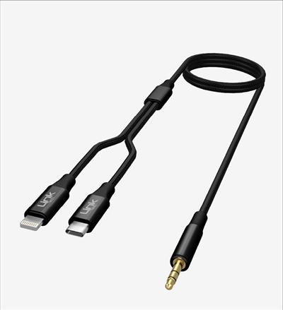 LinkTech A204 2si 1 Arada Ses Kablosu Type-C ve Lightningten 3.5mm Çıkış