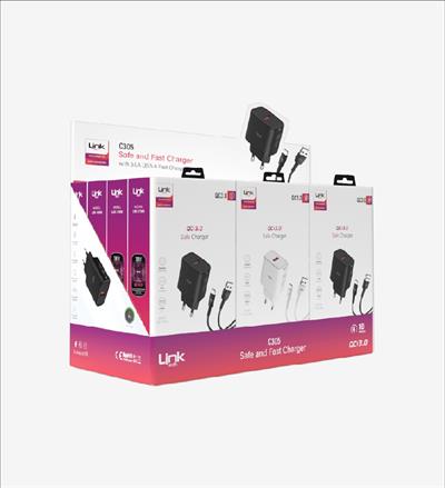 LinkTech C305 Strong Micro USB Kablolu 18W Hızlı Şarj Adaptörü  