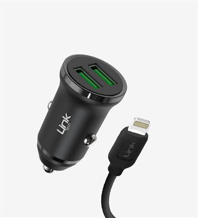 LinkTech C482 ECO Çevre Dostu Lightning Kablolu 12W Araç Şarj Aleti 