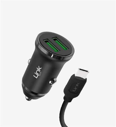 LinkTech C483 ECO Çevre Dostu Type-C Kablolu 12W Araç Şarj Aleti 