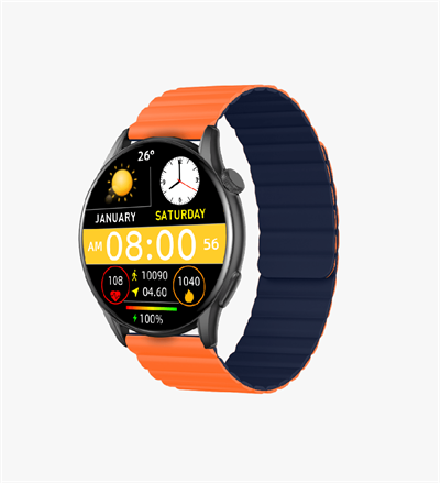 Linktech S104 Premium LT Watch 46mm Süper Amoled IP68 Suya Dayanıklı Akıllı Saat (TURUNCU SİYAH)
